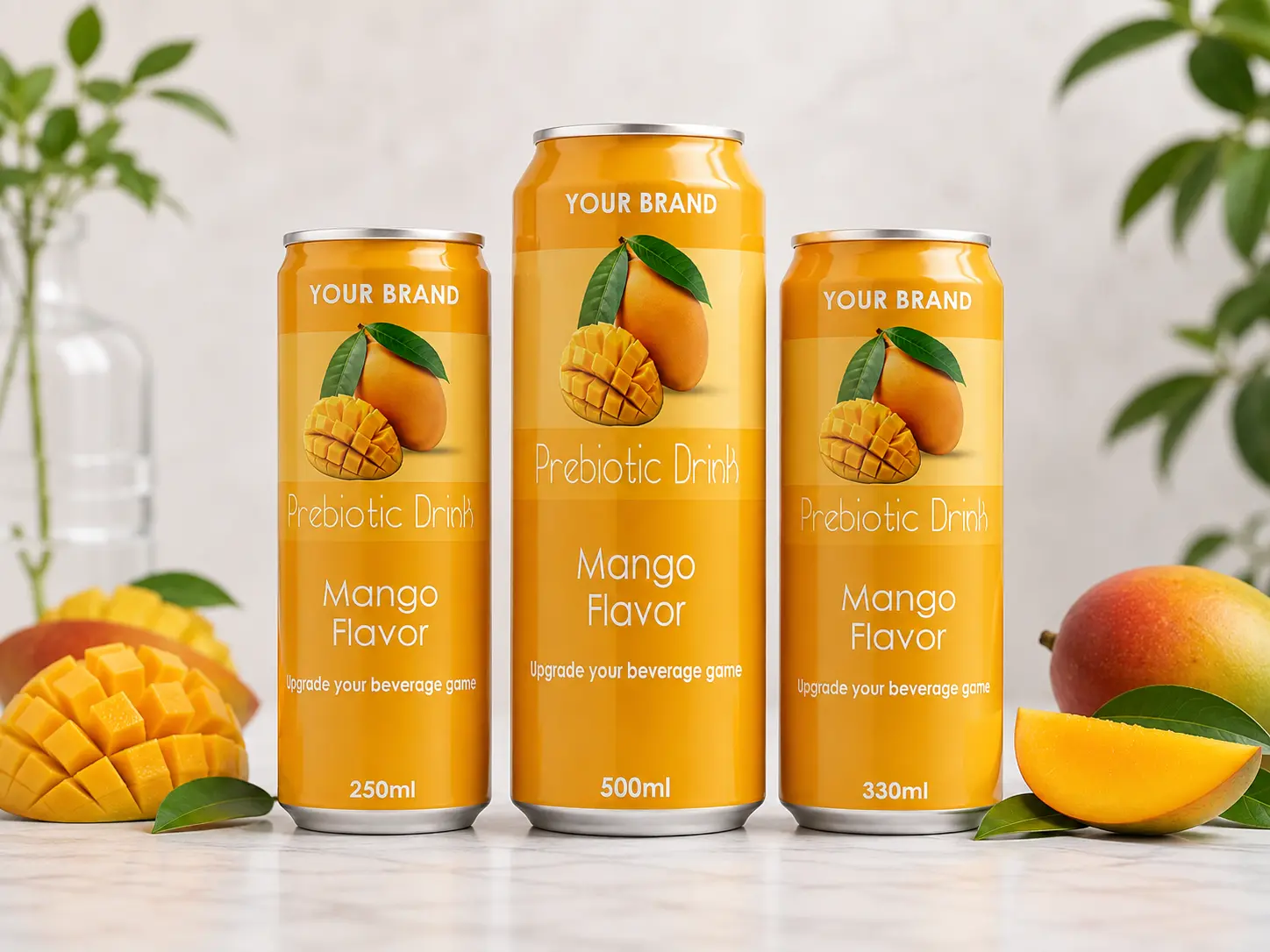 PREBIOTIC DRINK Mango Flavor 250ml, 330ml and 500ml cans